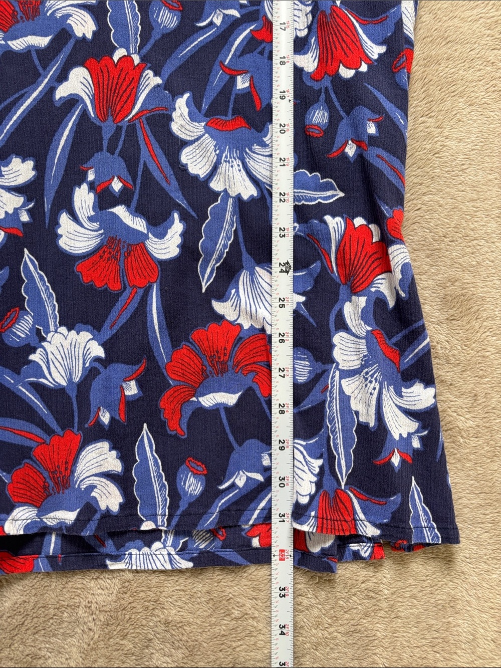 J.Crew V-Neck Tunic Top XL Blue Red White 3/4 Sleeve Cotton Swim Patriotic - Picture 6 of 6